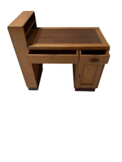 Art Deco Modernist Desk with Asymmetric Open Bookcase, 1920s